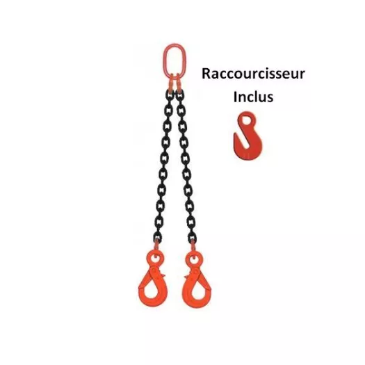 ELINGUE CHAINE - 2BRINS - CROCHET V/AUTO À OEIL + RACCOURCISSEUR principal ELINGUE CHAINE - 2BRINS - CROCHET V/AUTO À OEIL + RACCOURCISSEUR principal